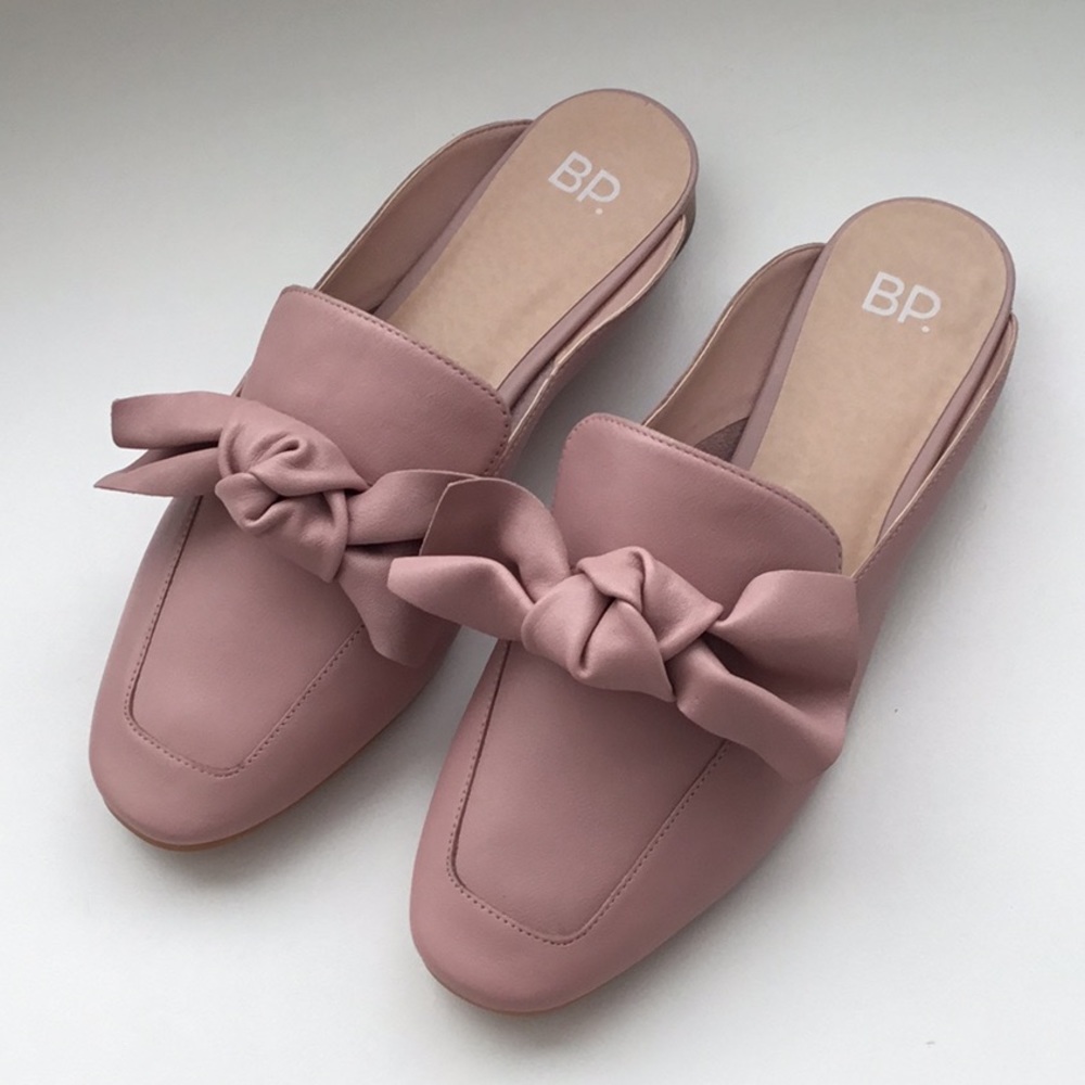 BP pink leather mules.